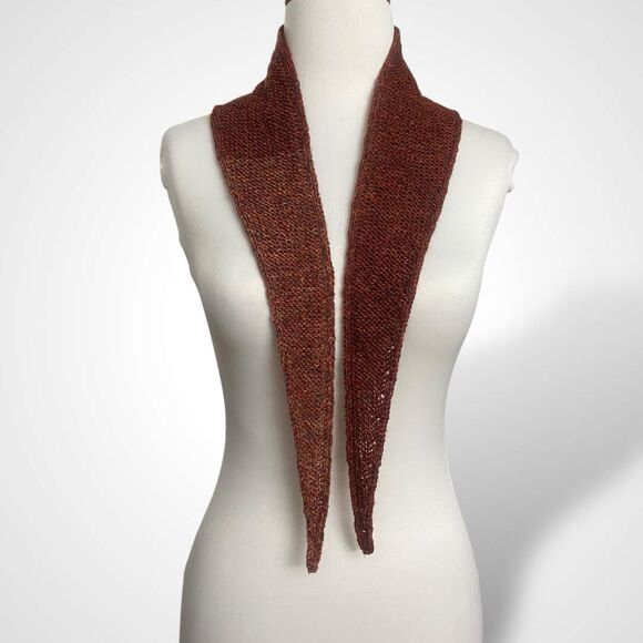 Sophie Scarf Brown Burnt Orange Wool Neck Warmer Hand Knit Women Neckerchief - Picture 5 of 8